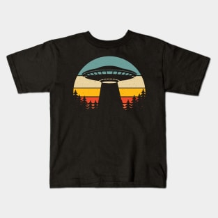 Retro UFO Forest Kids T-Shirt